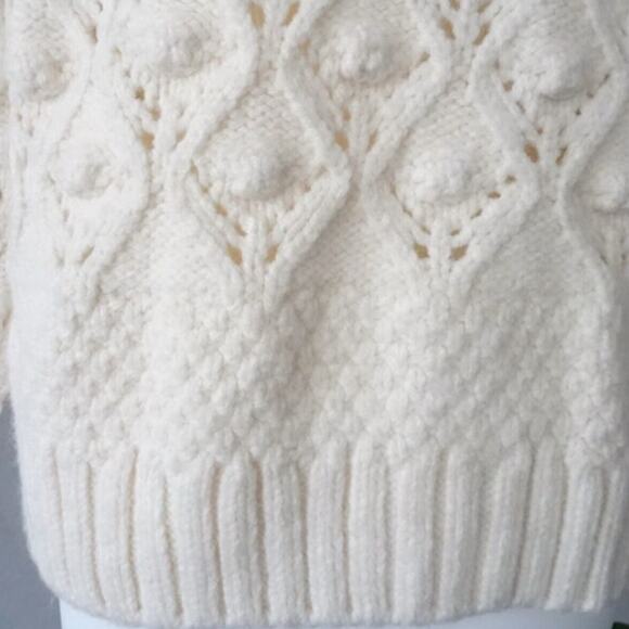 Zara Chunky Knit Sweater Button Front Cardigan Off White/Cream Womens Sz Medium - Picture 9 of 16